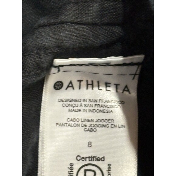 Athleta Cabo Linen Jogger Pants Womens 8 Black High Rise Travel Lightweight - Picture 5 of 9